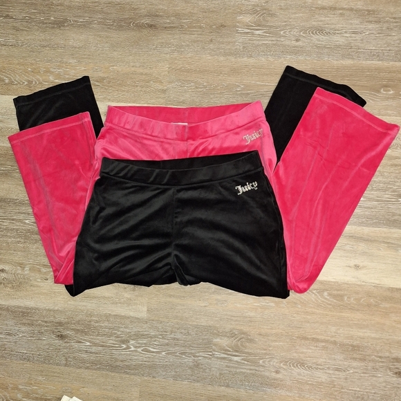 Juicy Couture Pants - Lot Of 2 Y2K Juicy Couture Pants 2XL Activewear Hot Pink& Black Velour Yoga Logo